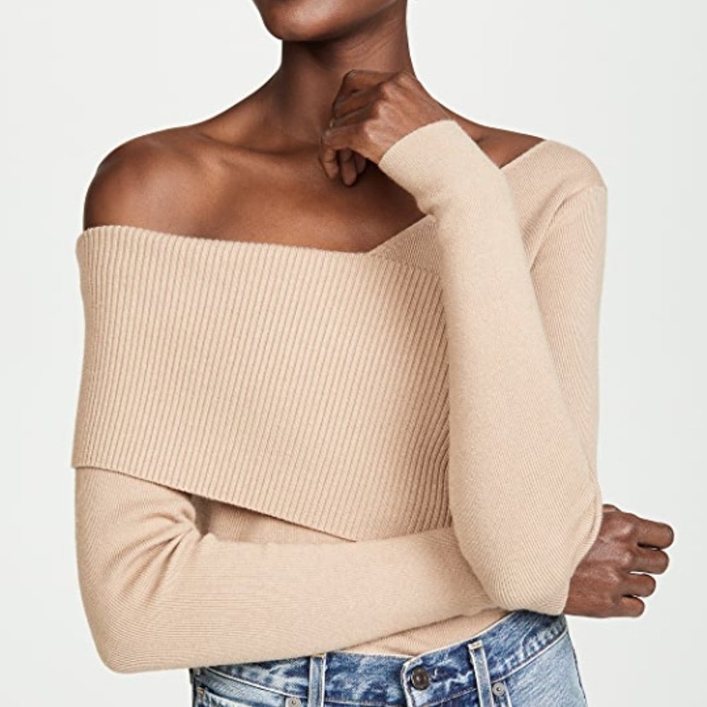 Line & Dot One Shoulder Sylvie Sweater in Beige (Never Worn) - Picture 3 of 8